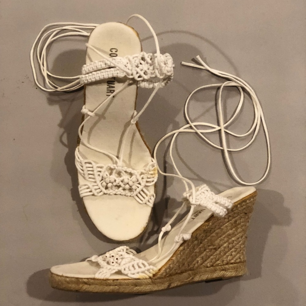 White wrap around sandals